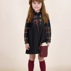 Denim Girls Suspender Skirt